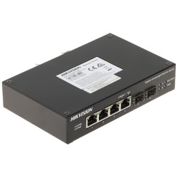 สวิตช์ PoE 4 พอร์ต Gigabit SFP Hi-PoE 60W พร้อม Watchdog และการแยกพอร์ตสำหรับราง DIN Hikvision DS-3T0506HP-E/HS