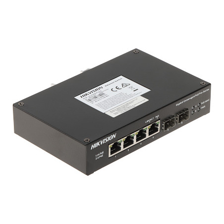 Switch PoE 4 portas Gigabit SFP Hi-PoE 60W Watchdog Isolamento de portas DIN Hikvision DS-3T0506HP-E/HS