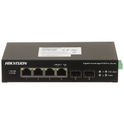 4-port Gigabit SFP Hi-PoE 60W Watchdog PoE Switch with Port Isolation DIN Hikvision DS-3T0506HP-E/HS