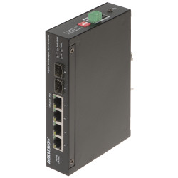4-portars Gigabit SFP Hi-PoE 60W Switch med Watchdog och portisolering för DIN-skena Hikvision DS-3T0506HP-E/HS