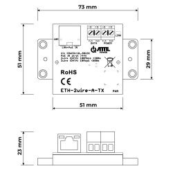 UTP / 2-Wire LAN + PoE 传输转换器套件 800m 范围 2 件套网络延长器 ATTE ETH-2WIRE-A-SET2