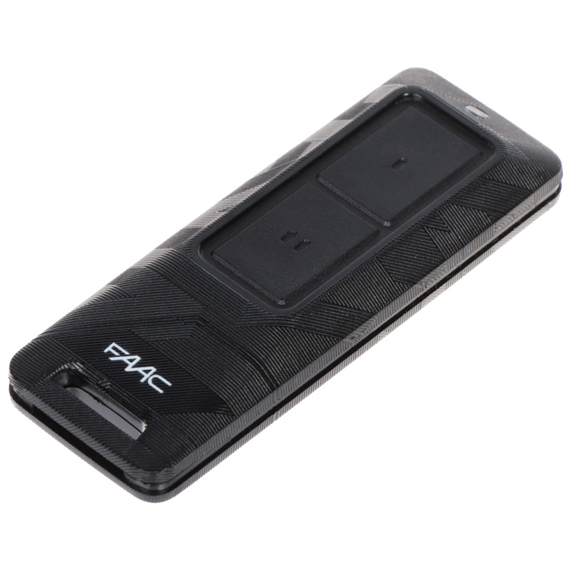 To-kanals fjernbetjening til automatisk port tovejs SLH-system AES-128 kryptering rækkevidde 50m sort FAAC FAAC-XT2-FDS-BD