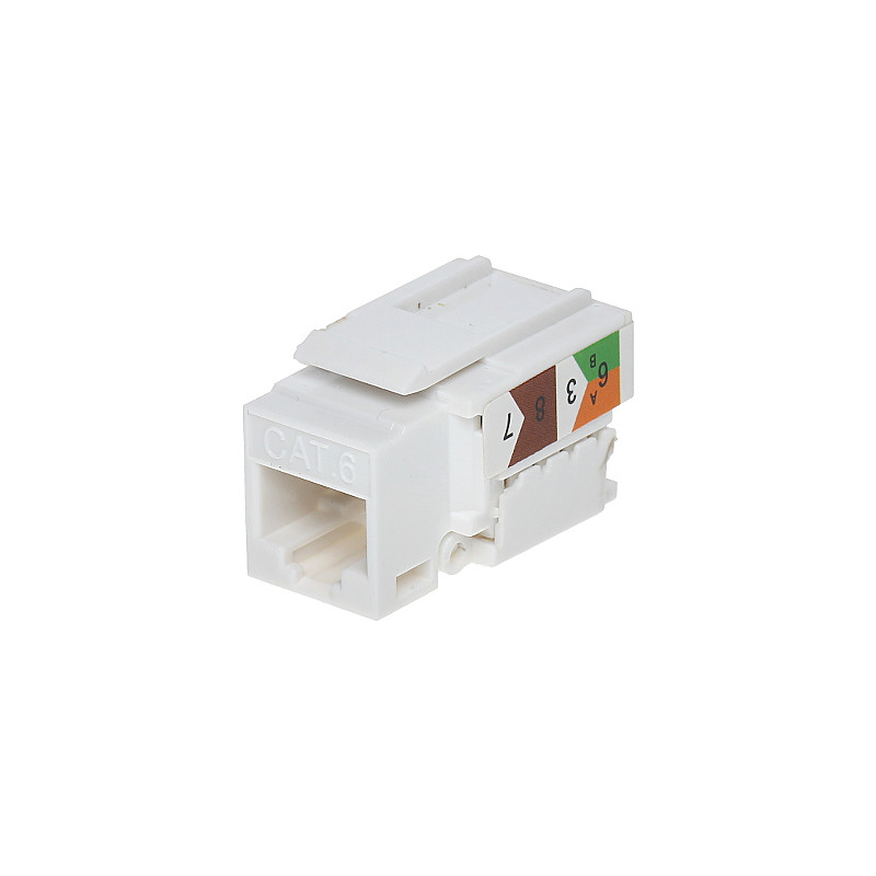 Keystone RJ45 UTP Cat.6 конектор без инструменти бял комплект 100 броя LAN модул за пач панел мрежово гнездо Delta FX-RJ45-62*P1