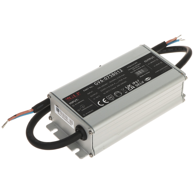 Hermetiškas impulsinis maitinimo šaltinis IP67 12V DC 6.25A 75W LED ir CCTV stebėjimui stabilizuotas profesionalus MW LIGHTING G