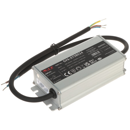 Ερμητικό τροφοδοτικό μεταγωγής IP67 24V DC 3.2A 75W για LED και παρακολούθηση επιτοίχια τοποθέτηση σταθεροποιημένο επαγγελματικό