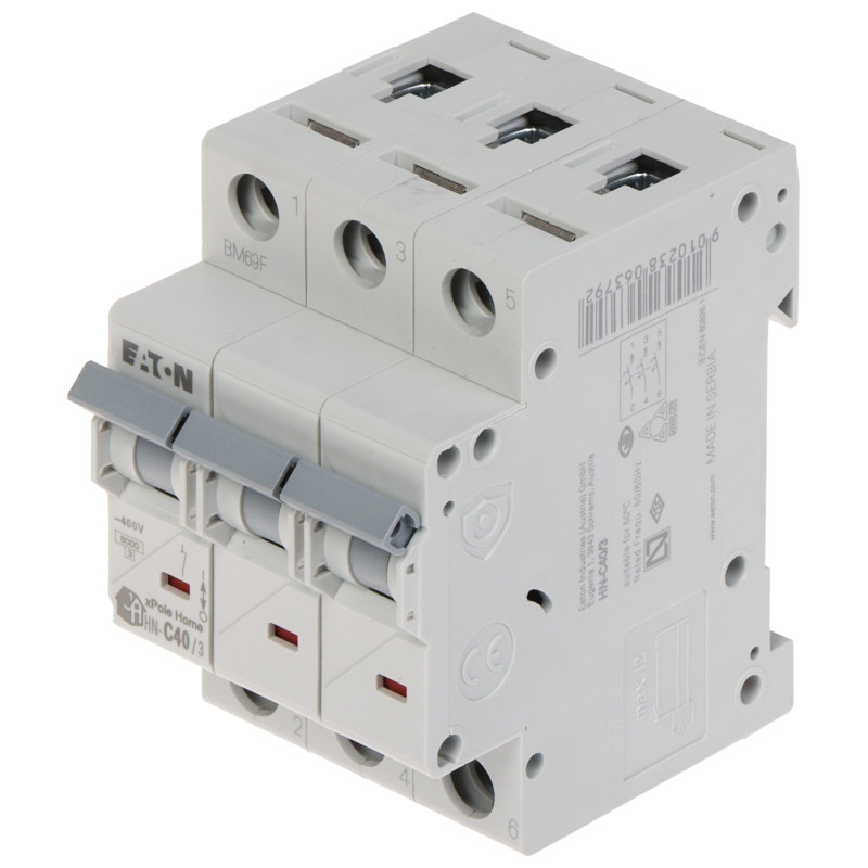 Trifazni nadtokovni odklopnik 40A tip C 6kA varovalka DIN letev EATON HN-C40/3