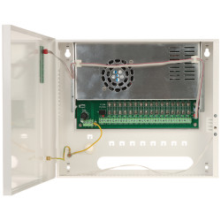 Impulsinis maitinimo šaltinis 12V DC 15A 16 išėjimų 1A metalinis korpusas FPS apsauga nuo sabotažo CCTV stebėjimas PULSAR HPSDC-