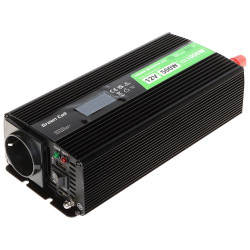 Menič napätia 12V na 230V 500W/1000W Čistý sínus LCD USB QC3.0 DC/AC Invertor do auta solárny Green Cell INV/12P500/LCD-GC