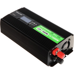 Spændingsomformer 12V til 230V 500W/1000W Ren Sinus LCD USB QC3.0 DC/AC Bil Solar Inverter Green Cell INV/12P500/LCD-GC