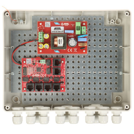 מתג PoE בעל 5 יציאות במארז חיצוני IP56 לטווח ארוך 280 מטר ספק כוח 60W ערכת CCTV IP ATTE IP-5-11-L2