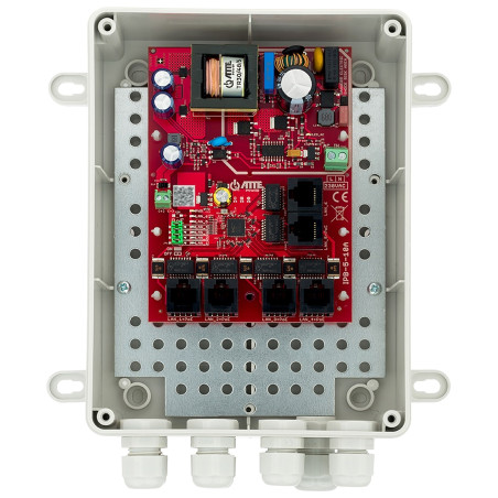 5-портов PoE суич 10/100Mbps 90W IP56 Външен корпус 55V захранване за IP видеонаблюдение ATTE IPB-5-10A-M2