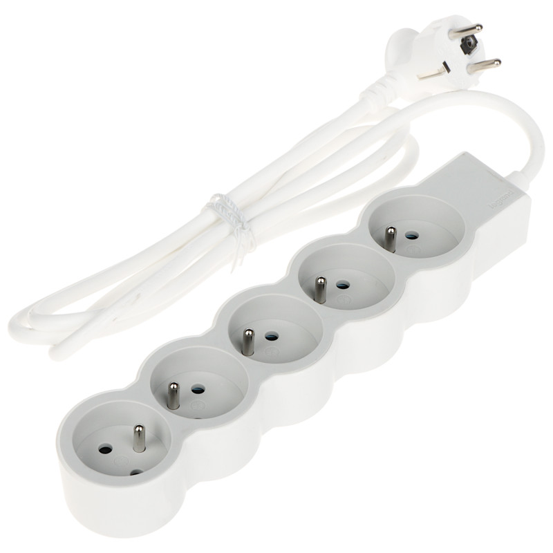 Grenuttag förlängningssladd 5 uttag 1.5m 3680W 16A vit-grå jordning fransk standard IP20 LEGRAND LE-049480