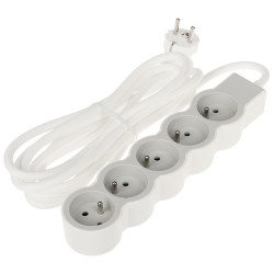 Regleta d'endolls allargador 5 preses 3m 16A 3680W blanc i gris sòlida amb presa de terra LEGRAND LE-049492