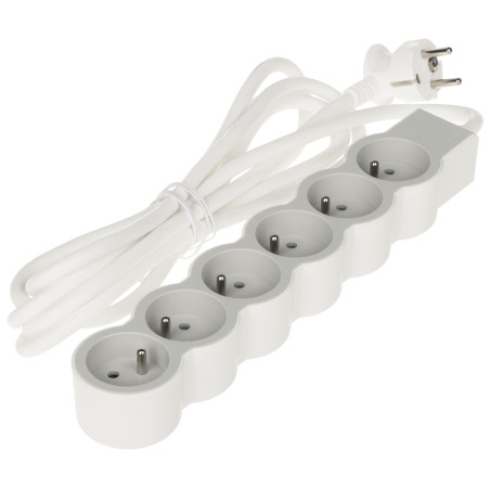 Pikendusjuhe 6 pistikupesa 3m 3680W 16A valge-hall vastupidav ohutu kontorisse ja koju maandusega LEGRAND LE-049494