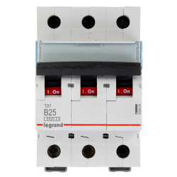 Trefaset automatsikring 25A Type B S303 DIN-skinne TS-35 strømbeskyttelse LEGRAND LE-403404