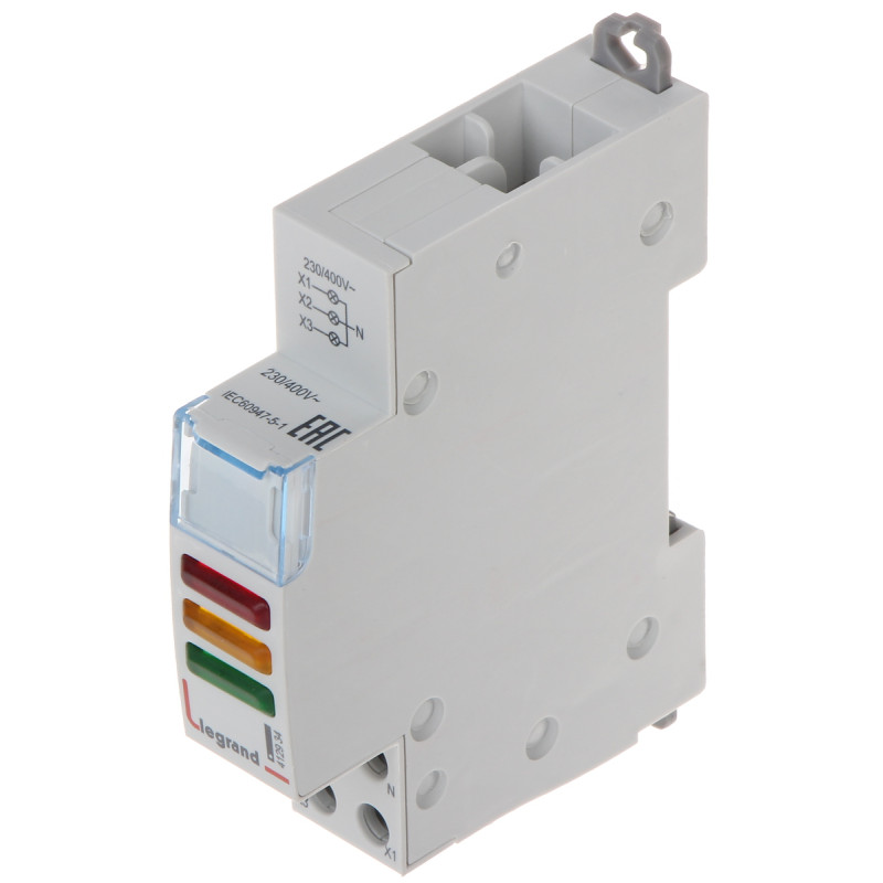 Üçlü LED sinyal lambası DIN rayı TS-35 faz göstergesi 230V AC kırmızı sarı yeşil LEGRAND LE-412934