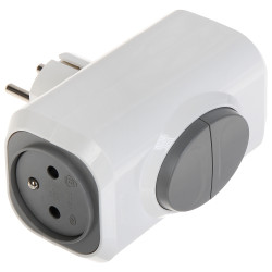 Dobbel stikkontaktadapter med utløserknapp 2x2P+J 16A 3680W horisontal LEGRAND LE-50637