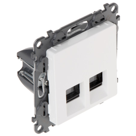 Двоен RJ-45 краен контакт кат. 5e за вграждане бял LAN Ethernet без инструменти за конзола 60 мм LEGRAND LE-753141