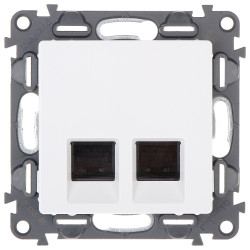 Prise terminale RJ-45 double cat. 5e encastrée blanche LAN Ethernet sans outil pour boîte 60mm LEGRAND LE-753141