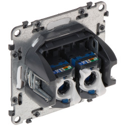 Double RJ-45 terminal socket Cat 5e flush-mounted white LAN Ethernet toolless for 60mm box LEGRAND LE-753141