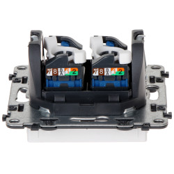 Prise terminale RJ-45 double cat. 5e encastrée blanche LAN Ethernet sans outil pour boîte 60mm LEGRAND LE-753141