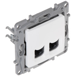 Διπλή πρίζα υπολογιστή RJ-45 UTP κατηγορίας 5e λευκή χωνευτή χωρίς εργαλεία εξοπλισμός δικτύου LAN LEGRAND LE-764574