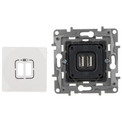 Tomada de carregamento USB dupla 2.4A 5V para caixa de embutir branca Niloe carregamento rápido smartphone tablet LEGRAND LE-764