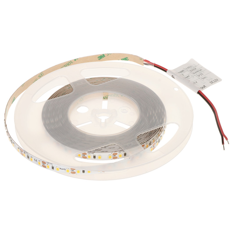 LED灯带 120灯/米 12V 9.6W/米 暖白光 3000K 5米 IP20 柔性照明灯条 MW Lighting LED120-12V/9.6W-WW/5M
