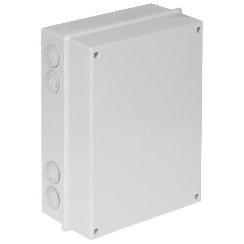 Surface mounted junction box IP55 with 8 cable glands hermetic installation box ABS gray 303x214x123mm Elektro-Plast LUX-303X214