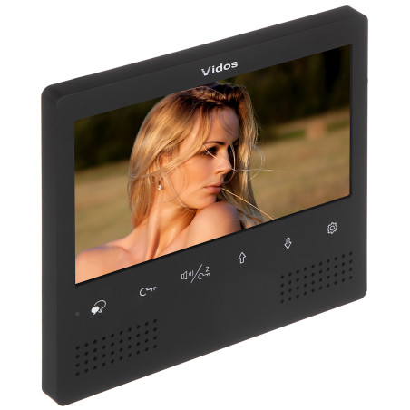 7-inch LCD Touchscreen Video Intercom Binnenpaneel 2-draads Duo Systeem Zwart Handsfree VIDOS M1023B-2