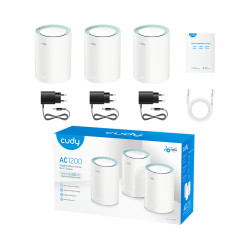 Система Wi-Fi Mesh AC1200 Дводіапазонний 2.4ГГц 5ГГц Маршрутизатор Точка доступу Репітер Набір 3 штуки Gigabit Ethernet VPN CUDY