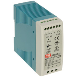 แหล่งจ่ายไฟแบบสวิตชิ่งสำหรับราง DIN 12V 3.33A 40W พร้อมการปรับแรงดันไฟฟ้า ติดตั้งบนราง TS-35 มีความเสถียรสูงระดับมืออาชีพ Mean W