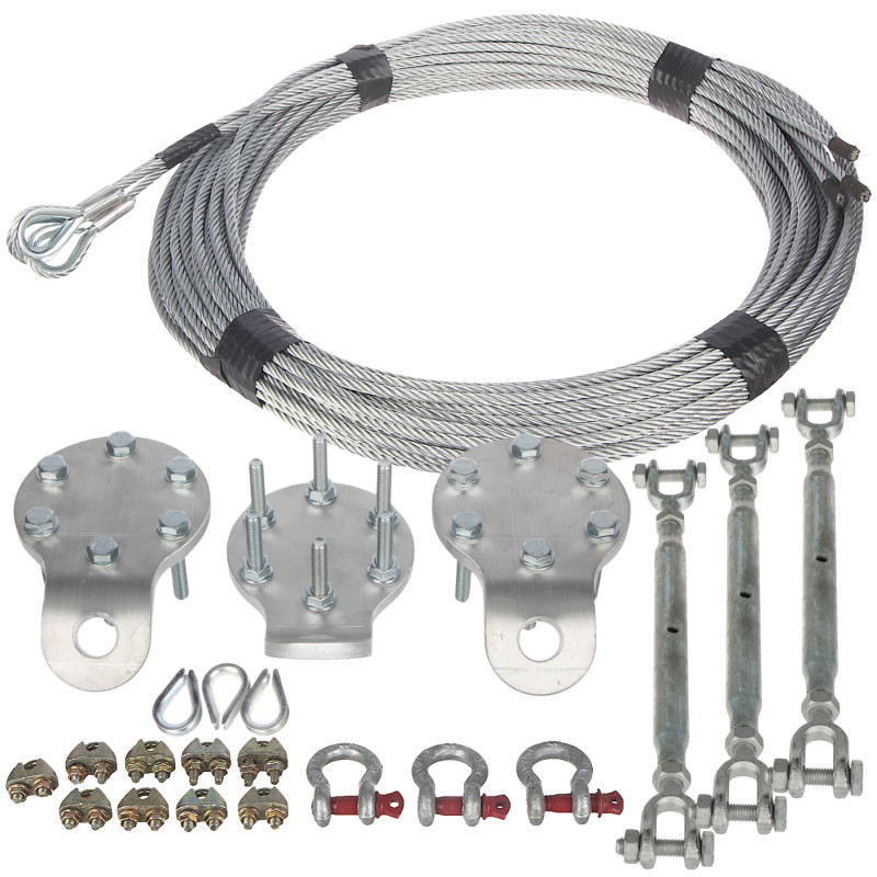 Abspannset für die 1. Abspannebene für Gittermasten MK-1.5 Stahlseil 5mm Montagezubehör DELTA MK-1.5/ODC-1