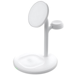 3ü 1 Arada MagSafe Qi Kablosuz İndüksiyon Şarj Cihazı iPhone Apple Watch AirPods için Hızlı Şarj Green Cell MSST-GC-3IN1-W