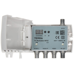Dobbeltbånds TV-modulator mikroprocessorstyret LED-display PLL RTV SAT-signalsummering Terra MT-47