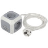 Power strip 4 sockets 2x USB 2.1A extension lead cube mount for desk vertical horizontal white-grey ORNO OR-AE-13144