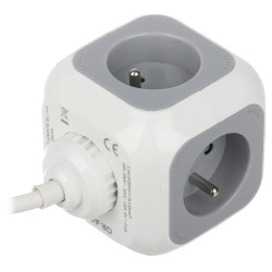 Power strip 4 sockets 2x USB 2.1A extension lead cube mount for desk vertical horizontal white-grey ORNO OR-AE-13144