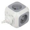 Power strip 4 sockets 2x USB 2.1A extension lead cube mount for desk vertical horizontal white-grey ORNO OR-AE-13144