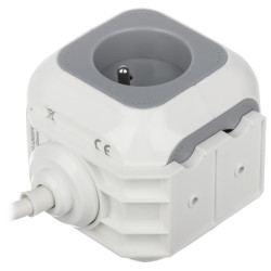Power strip 4 sockets 2x USB 2.1A extension lead cube mount for desk vertical horizontal white-grey ORNO OR-AE-13144