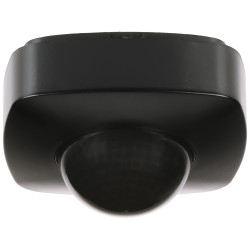 Sufitowy czujnik ruchu PIR 360 stopni czarny do oświetlenia LED 230V zasięg 6m natynkowy detektor podczerwieni ORNO OR-CR-255/B