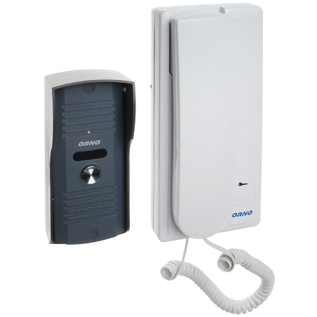 Single-family analog intercom set with handset doorphone and electric strike control grey ORNO OR-DOM-RL-913