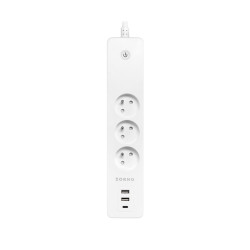 Интелигентен разклонител Wi-Fi Tuya Smart 3 гнезда 2xUSB 1xUSB-C електромер график 1.8м ORNO OR-SH-17520/W
