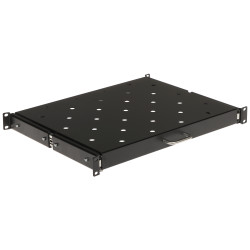 19 inch 1U Rack sliding shelf 350mm depth black 20kg load capacity telescopic rails EPRADO P19S/350/B-L