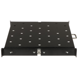 Utrekkbar hylle for 19 tommers RACK-skap 1U dybde 350mm svart lastekapasitet 20kg teleskopskinner EPRADO P19S/350/B-L