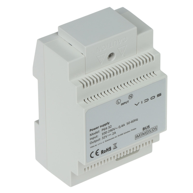 Systeemvoeding met spanningsscheider voor Vidos 2IP systeem DIN 32V DC 2A 64W video-intercom voeding bus VIDOS P64-32