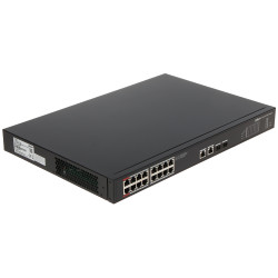 Switch Industrial PoE 16 porturi 2x Uplink RJ45 2x SFP Gigabit 240W Hi-PoE 90W Rack 19 DAHUA PFS3220-16GT-240