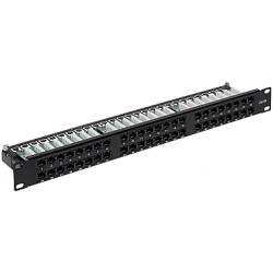 Patch Panel RJ-45 48 Ports 1U 19 Zoll UTP Cat.5e Krone schwarz Netzwerk Kabelmanager Delta Network PP-48/RJ/C