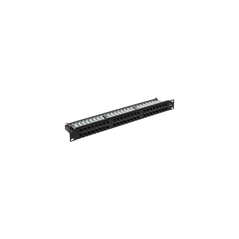 Patch panel RJ-45 48 portov 1U 19 palcov UTP Cat.5e Krone čierny sieťový organizér káblov Delta Network PP-48/RJ/C