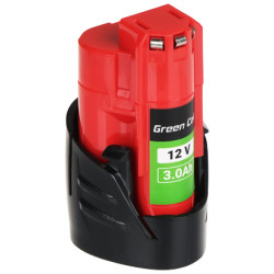 Batteri for elektroverktøy 12V 3Ah Li-Ion erstatning for Milwaukee M12 Green Cell PTML12V3-GC