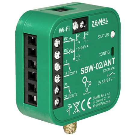 Інтелектуальний контролер воріт та дверей Wi-Fi 12-24V AC/DC ZAMEL SBW-02/ANT